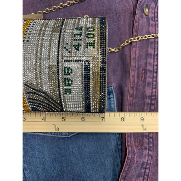 Bling Rhinestone Money Clutch Bag Purse Crystal Evening Handbag Dollar Stack Y2K - Picture 11 of 12